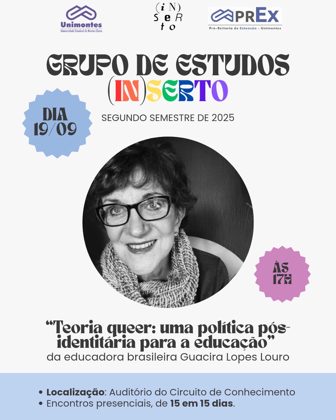 Grupo de Estudos: "Teoria queer: uma política pós identitária para a educação", de Guacira Lopes Louro